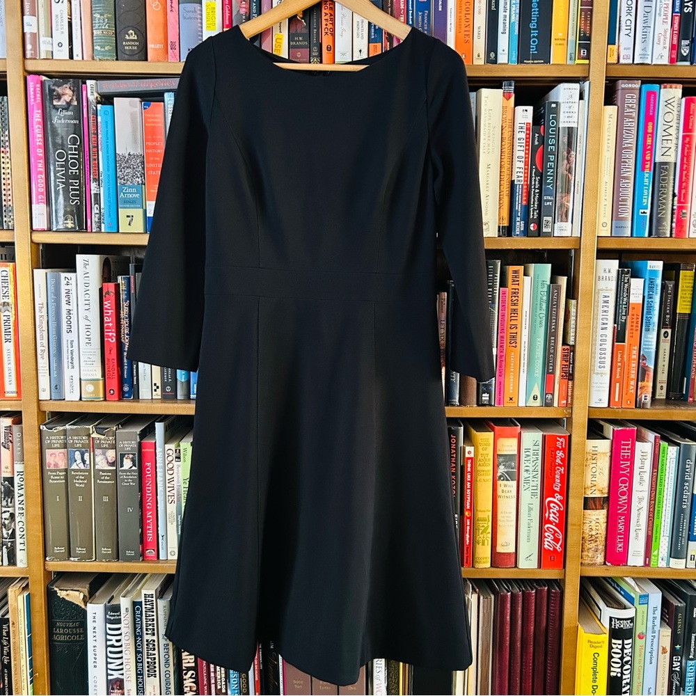J Crew 3/4 Sleeves Fit and Flare Ponte LBD Little Black Dress, size 8 Medium